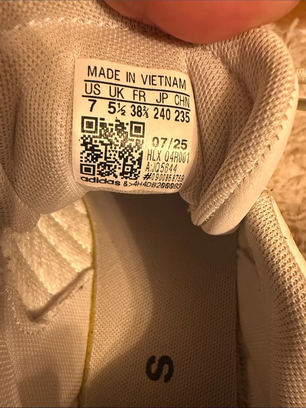 adidas women’s White Sneakers with Gum Sole and Light Green Stripes